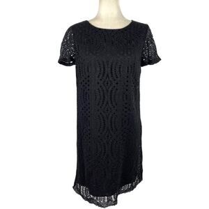 J. Crew Black Lace midi dress with scalloped hem Size 2